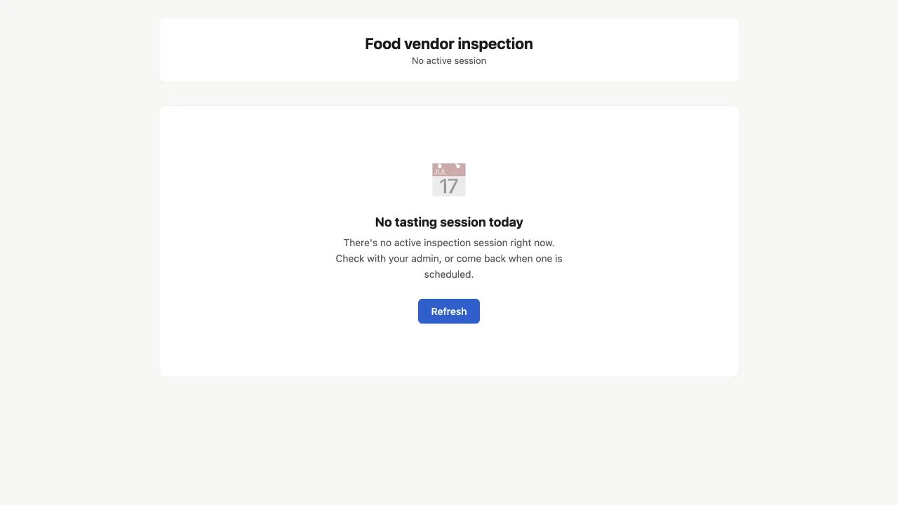 The Savour inspection app awaiting its next tasting session