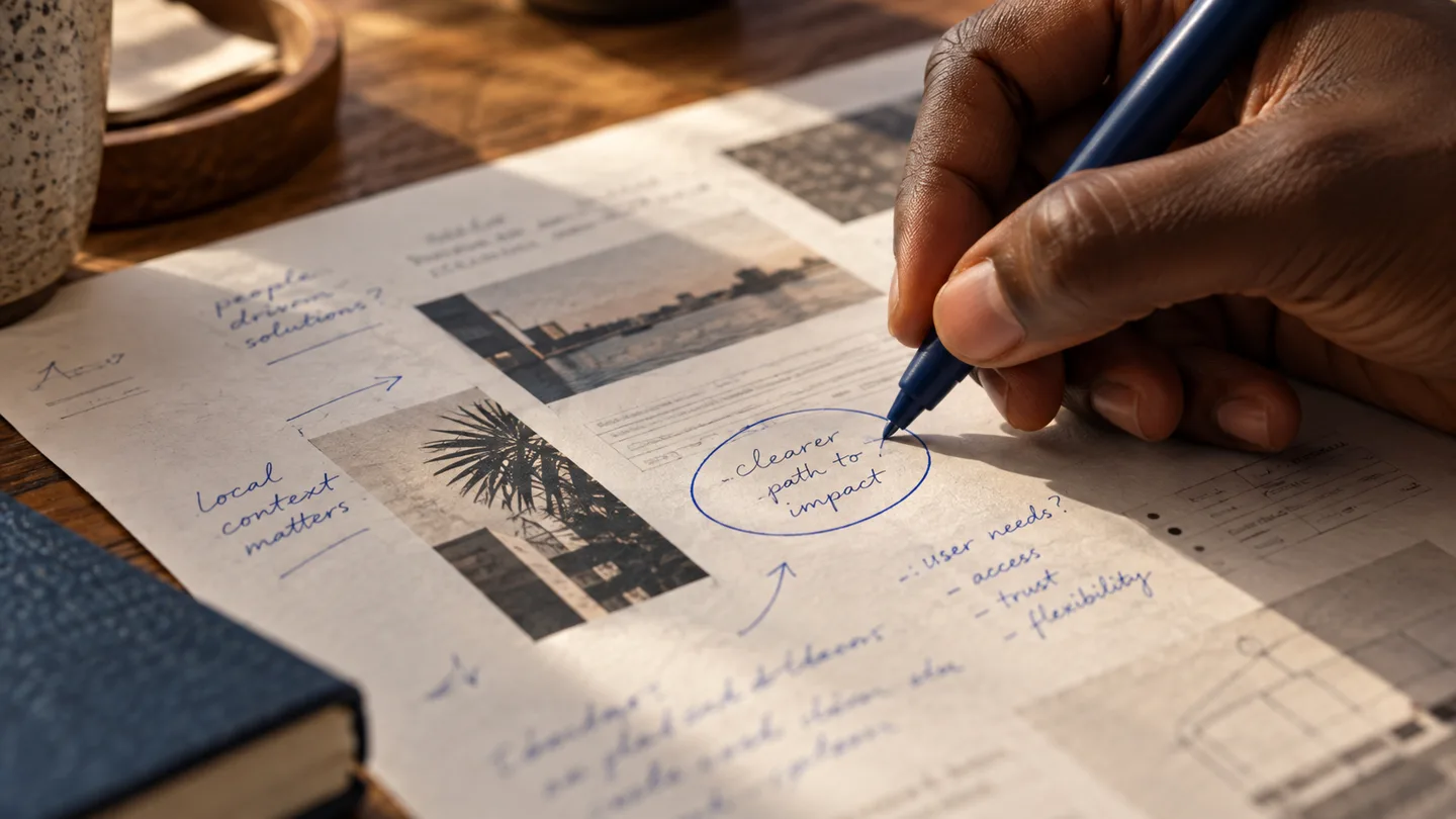 A marked-up research page with a key insight circled